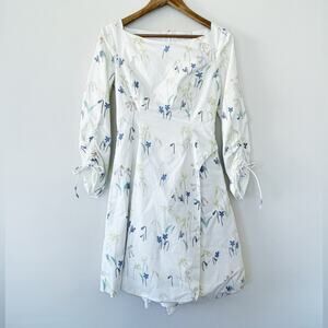 Isoude Silk Floral Print White Dress Size 4 (Est) EUC
